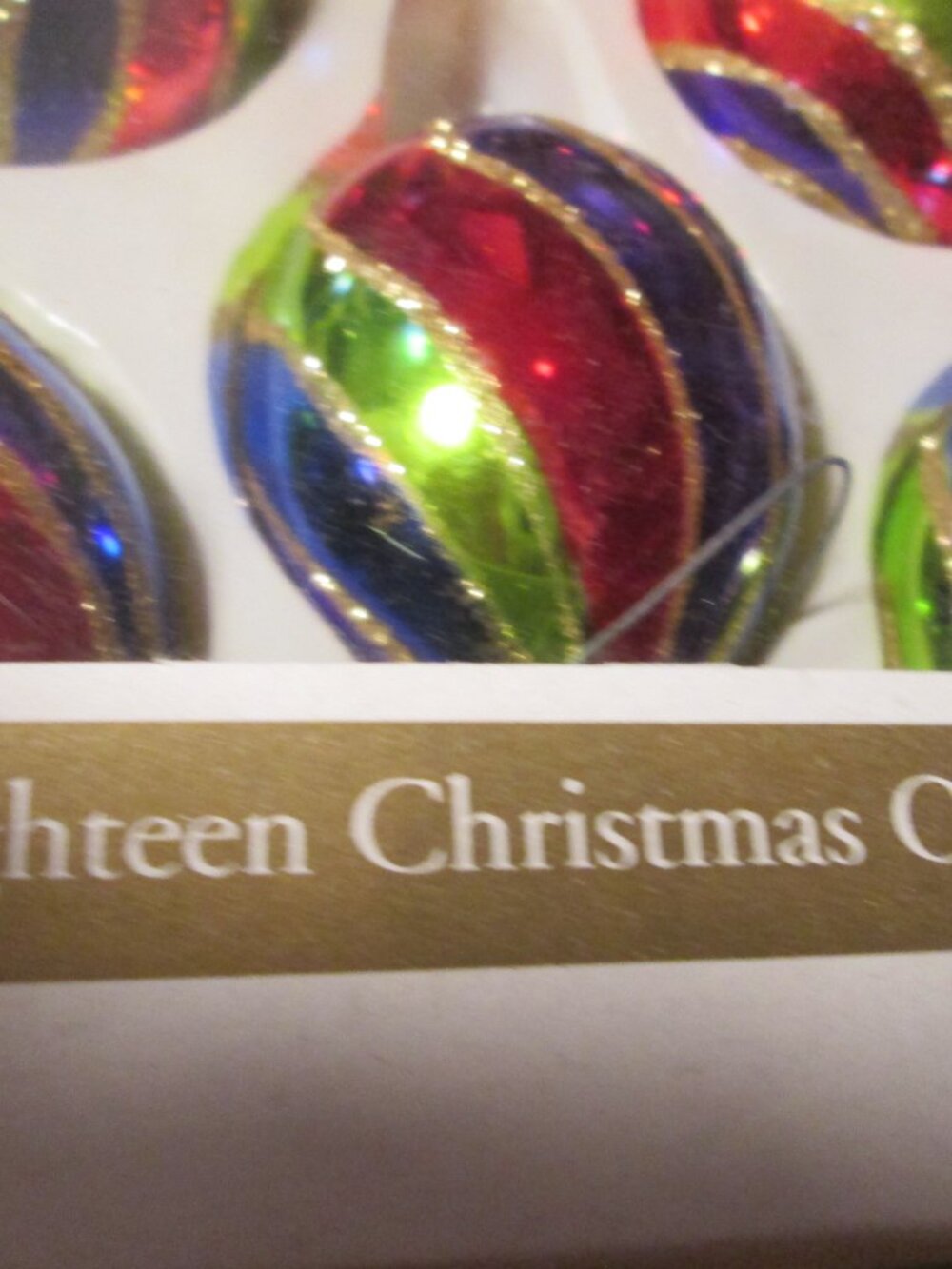 vtg 90s Dayton Hudson lot of 18 blown glass glitter teardrop round ornaments - Picture 3 of 11